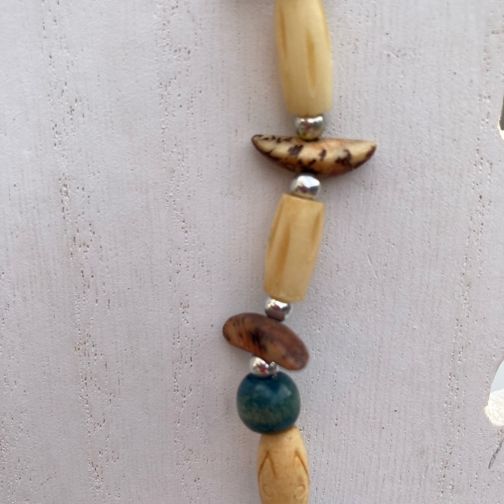Natural Beaded Necklace with Earthy Tones 21” long - Picture 4 of 9